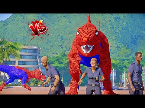 All Superhero SPIDER-MAN Battle in Jurassic World |Dinosaur Best SuperHero Team|