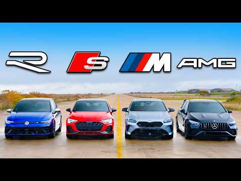 Nuevo VW Golf R vs BMW M135 vs Audi S3 vs AMG A35: ARRANCONES