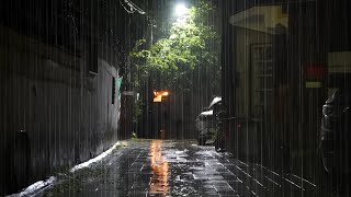 Rain Sounds in an Alley Late at Night – White Noise for Insomnia Relief, Calm & Deep Relaxation