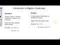 Exploring Algebra Vocabulary and Concepts