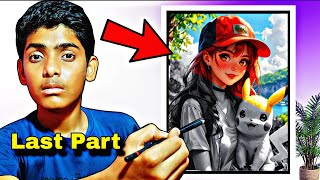 "Realistic Drawing Last Part 🎨 | Girl with Pikachu Full Artwork | Final Result" #vlog 