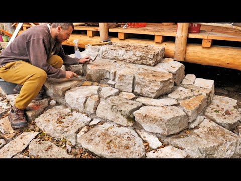 Stone Stairs & Masonry / Off Grid CABIN Building (S4 Ep18)