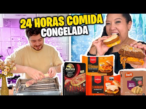 24 HORAS só COMENDO COMIDA CONGELADA | Jeru e Cheru