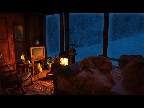 Cozy Winter Cabin - Snowstorm, Fireplace, Howling Wind Sounds for Sleep & Relaxation