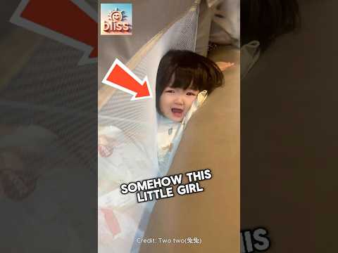Little Girl Gets Stuck Between the Bed and Basket, Too Cute! 😅❤️ #shorts