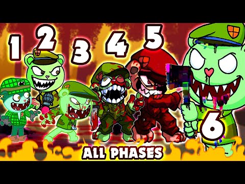 Flippy ALL PHASES | Flippy VS Flaky - Pibby Fliqpy Happy Tree Friends (FNF Mod)