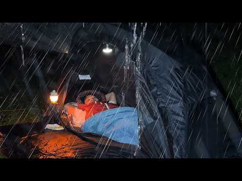 BEST SOLO Camping in Long Heavy Rain and Rain Storm (Compilation)-ASMR Rain Camping