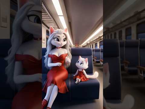 Cute cat and kitten are going home in a zombie train #cat #cutecat #catlover