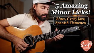 5 Amazing Minor Guitar Licks - Blues, Gypsy Jazz, Flamenco Style!