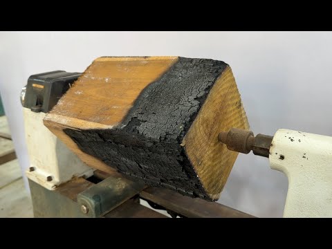 Turn A Burnt Piece Of Wood Into A Piece Of Art With A 100-Year-Old Antique Lathe.