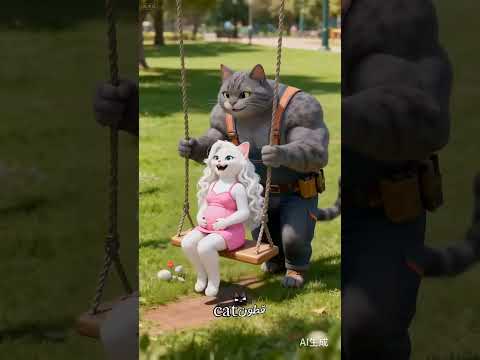 مياو خان مراته عشان قطه جميلة😿 ومكنش يعرف نهايته 💔#cat#animation #ai #funny #shorts