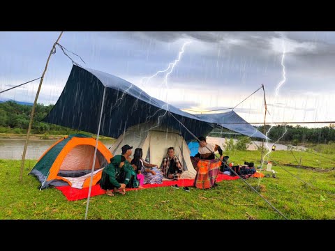 diguyur hujan deras camping tenda ramai ramai, fishing, relaxing rain sound, sampai pagi