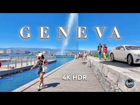 SWITZERLAND GENEVA 🇨🇭 Breathaking City / Central Streets Walking tour / Lake Promenade / Fountain 4K