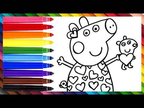 Dibuja y Colorea A Peppa Pig En El Día De Los Enamorados ||  Dibujos Para Niños