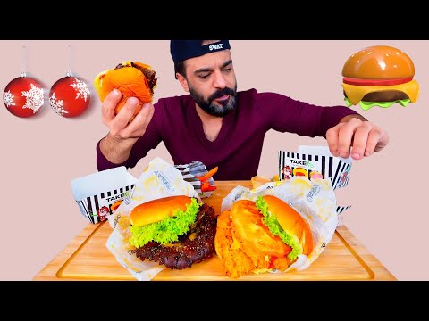 برجر ضلع البقر المدخن مع مجموعة منتجات من مطعم فخم Take The Good Food Mukbang   Beef Rib Burger