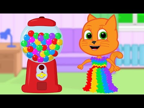 🔴 Cats Family in English - Gumball Machine Dress Cats Cats Cartoon for Kids