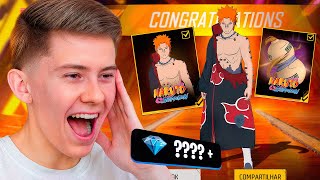 PEGUEI O CONJUNTO DO PAIN NO FREE FIRE!! NOVO TOKEN ROYALE!😱 QUANTOS DIAMANTES GASTEI???