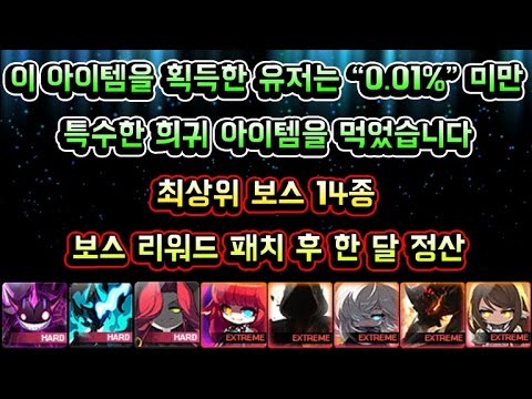 [메이플스토리 맑음] 이 아이템을 획득한 유저는 0.01% 미만! 특수한 희귀 템이 떴습니다 / 최상위 보스 14종 보스리워드 패치 후 한 달 정산(2025년 6월 정산시즌 61)