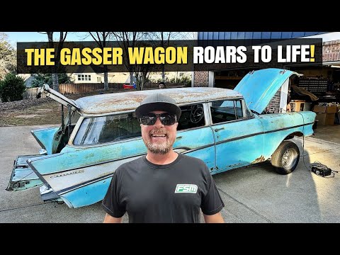 IT'S ALIVE! GOT THE GASSER WAGON RUNNING JUST IN TIME FOR THE NEW OWNER.