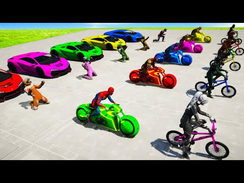 Novos Double Ramp e SuperHerois com Carros, Motos, Bicicleta New Challenge SPIDER-MAN mod GTA 5