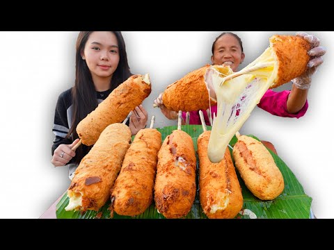 Bà Tân Vlog - Lần Đầu Làm 5 Cái Xúc Xích Hotdog Phô Mai Khổng Lồ Đãi Cả Làng