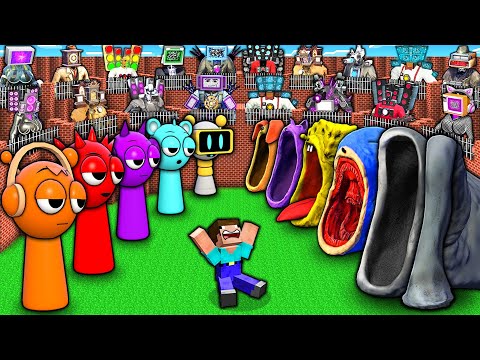 FINAL BATTLE of SEA EATER MONSTERS vs SPRUNKI vs TV WOMAN & SPEAKER MAN TITAN in MINECRAFT animation