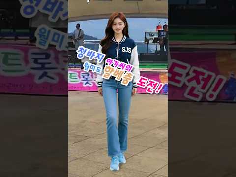 할베 춤 따라하기! 청바지 아가씨의 귀여운 도전 💃 Cute Jeans Girl Does the Halbae Dance Challenge! 💃 #미스트롯4 #트로트 #추억의노래