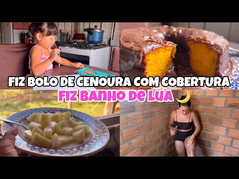 FIZ PELA PRIMEIRA VEZ BOLO DE CENOURA 🥕 🎂FICOU UMA DELICIA || FIZ BANHO DE LUA 🌙✨