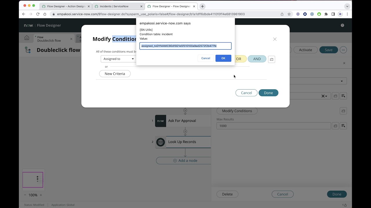 SN Utils - Doubleclick label to view / update condition in Flow Designer