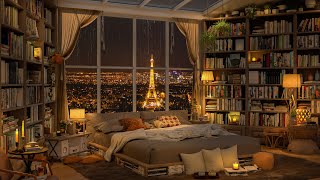 A Cozy Night in Cozy Bedroom in Paris - 4k Smooth Piano Jazz Music for Relax, Study and Sleep