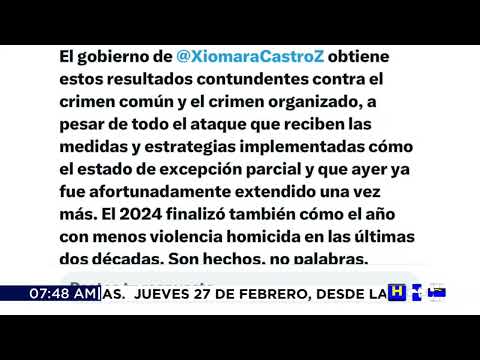 Ministro de Seguridad elogia salida de SPS y TGU, del top 50 de ciudades más violentas del mundo