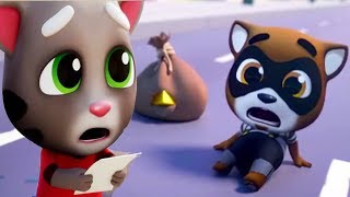 My talking Tom Gold Run | Iron Ben vs Santa Tom vs Football Tom VS Raccoon Run Battle