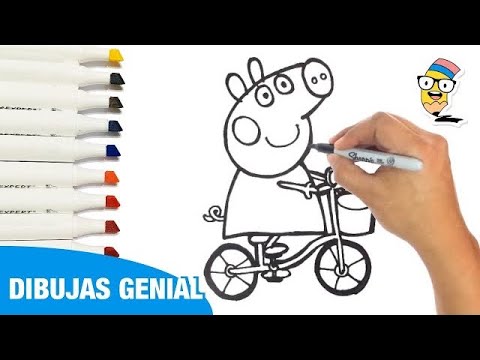 Dibuja y Colorea a PEPPA PIG en BICICLETA 🔴🟡🔵✍️🐷 Como Dibujar