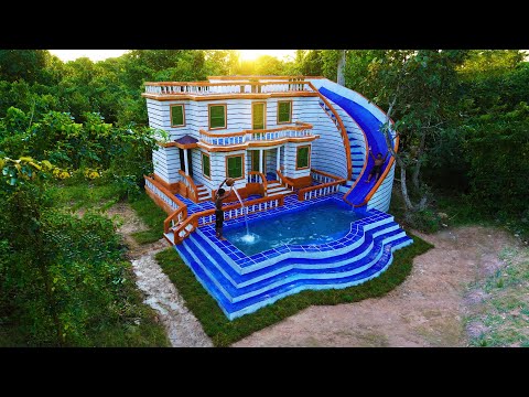 [Full Video]Build Most Creative Modern Mud Villa With Water Slide Park & Underground Swimming Pool