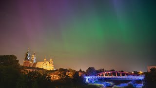 Zorza polarna w Poznaniu podczas ekstremalnej burzy geomagnetycznej G5,  10/11.05.2024 (4K)