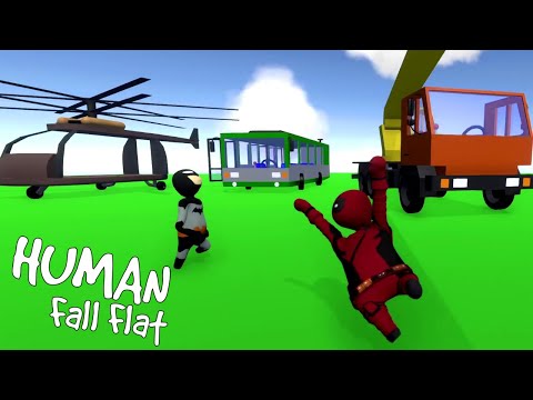 DEADPOOL AND BATMAN DRIVING HUGE VEHICLES in HUMAN FALL FLAT