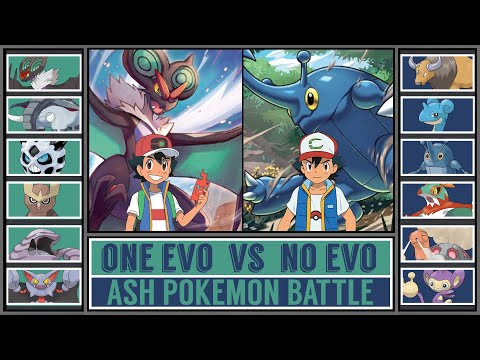 Ash Pokémon Battle: ONE EVOLUTION TEAM vs NO EVOLUTION TEAM