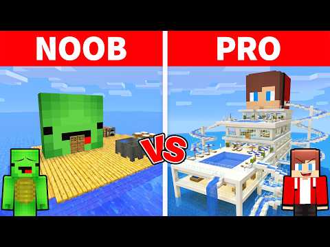 Mikey & JJ - NOOB vs PRO: Sea House Battle in Minecraft (Maizen)