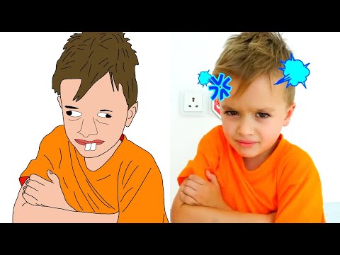 Vlad and Nikita Funny Stories with Cars & Bike Toys Funny Drawing Meme