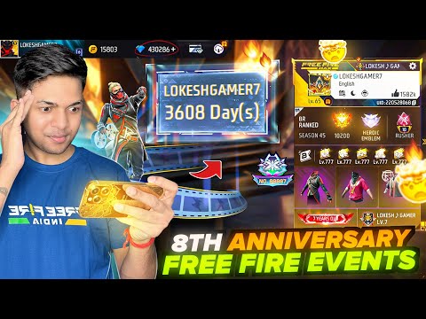 Free Fire 8th Anniversary Rare Events 7th Year's Completed In My Account 😱😱😱