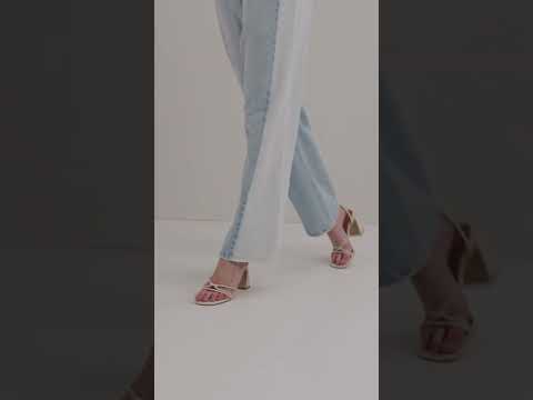 Calça Jeans Wide Leg Super Alta Com Recortes Duo Lez a Lez 