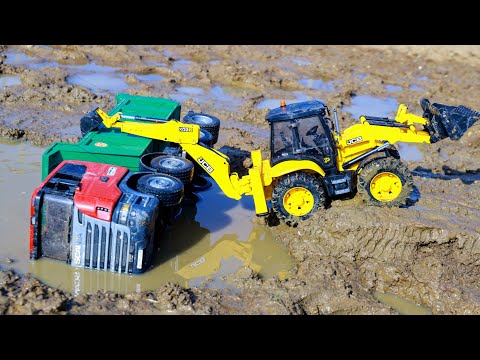 Tata Tipper 16 Tyres Accident Off Mud Road Pulling Out JCB 3dx Backhoe ? Jcb Tractor Truck Cartoon