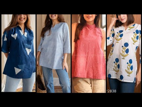 Short kurti with jeans/ pants/ kurti style top #shortkurti #shortkurtidesign