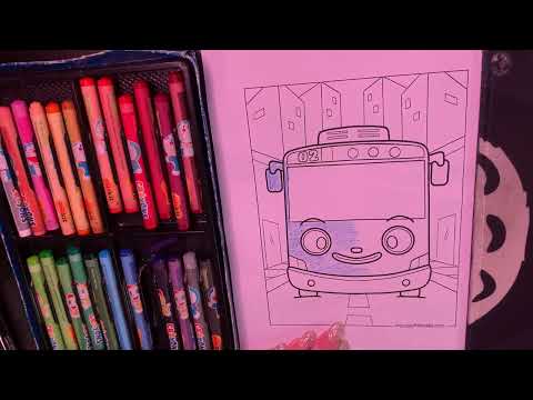 Hello everyone, today I will color a picture of a cute bus.