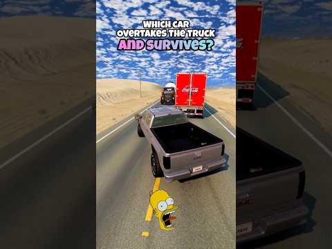 Which car overtakes the truck and survives? #beamng #beamngdrive #game #gaming #car #cars