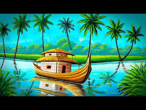 Painting of a beautiful houseboat | painting 564