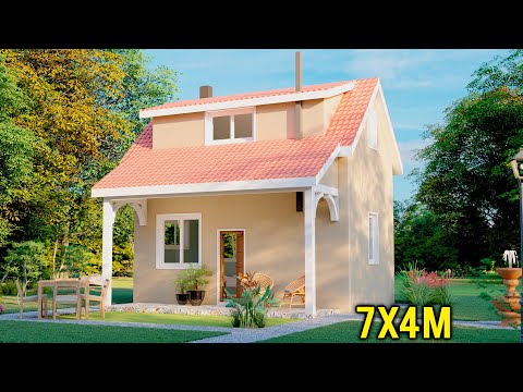 Hermosa casa pequeña de 7x4 metros | Planos de casas pequeñas con galería