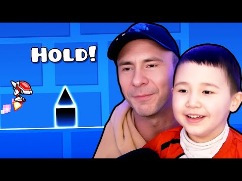 Teaching My 4 Year Old Son How To Play GEOMETRY DASH