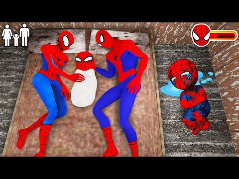 Playing as SpiderMan Family - New Baby in Granny House