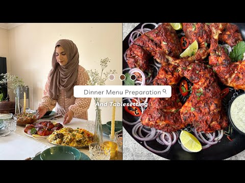 Dinner table setting and Menu - Tandoori Chicken, Chicken Jalfrezi & Lamb Biryani